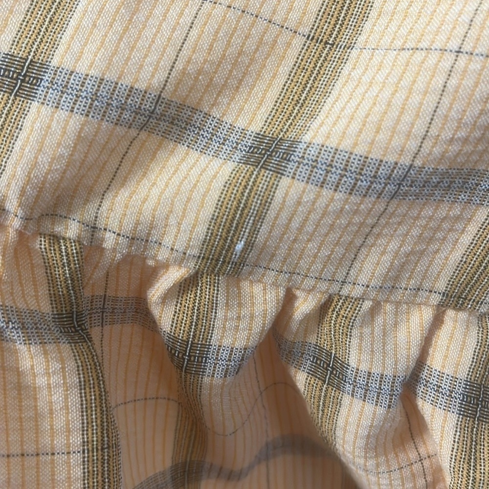 Anthropologie DRA Yellow and Gray Plaid Puff Short Sleeve Mini Dress Size - Picture 7 of 9